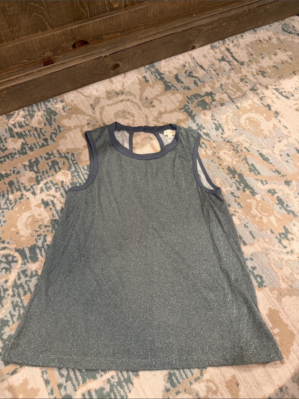 Gorgeous Hem & Thread Shimmery Slate Blue Tank Top